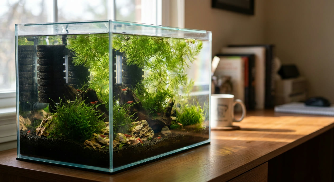 A planted 10-gallon on a desk